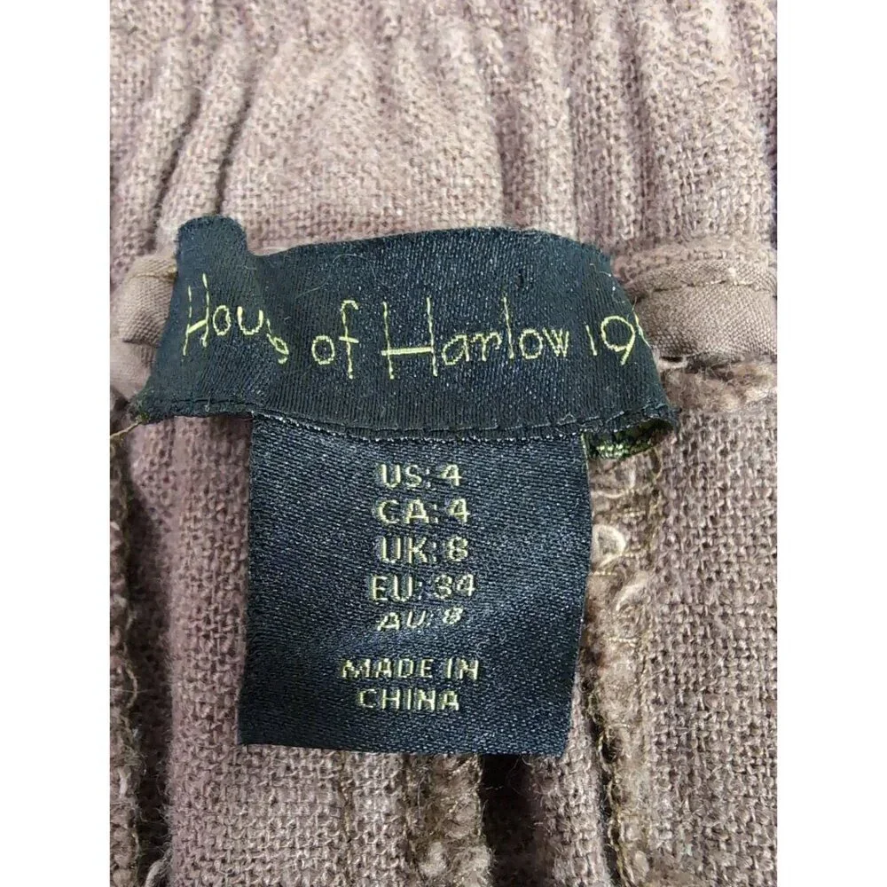 House Of Harlow Pants Womens 4 Brown Tailored Cargo Linen Blend Career Casual - Picture 6 of 10